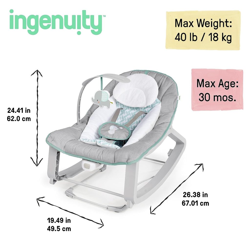 Ingenuity Keep Cozy Baby Bouncer: dimensions